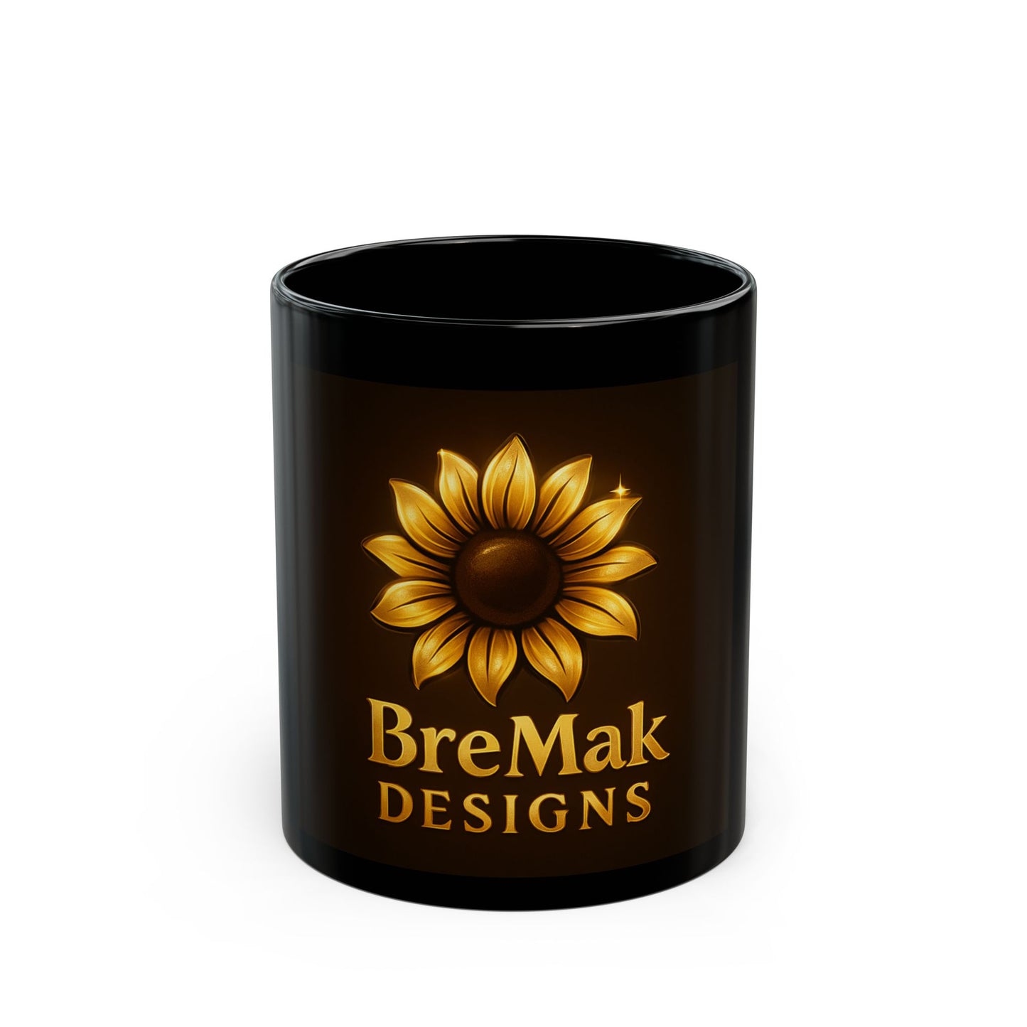 BreMak Logo, Elegant Black Mug with Sunflower Design, Unique Gift for Coffee Lovers, Perfect for Home or Office, Tea Mug for All Occasions, [...]
