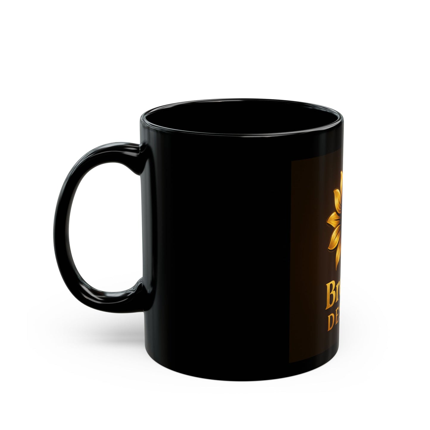 BreMak Logo, Elegant Black Mug with Sunflower Design, Unique Gift for Coffee Lovers, Perfect for Home or Office, Tea Mug for All Occasions, [...]